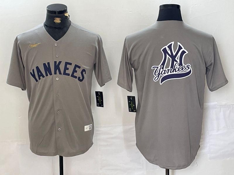 Men New York Yankees Blank Grey Throwback Nike Game 2024 MLB Jersey style 11